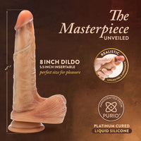 Renaissance - Davinci - 8 Inch Sliding Foreskin Dildo With Squeezable Balls - Tan