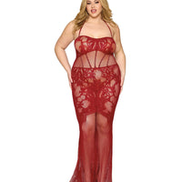 Bodystocking Gown Dmnd - One Size Queen - Red