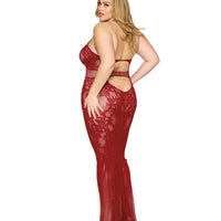 Bodystocking Gown Dmnd - One Size Queen - Red