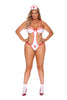 Nurse Naughty Teddy - Queen Size - White/red