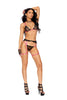 Bra and Garterbelt With Thong and Gloves - One  Size - Black/pink