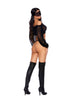 Mesh Top With G-String and Eye Mask - One Size - Black