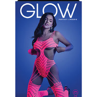 Wavelength Cutout Rhinestone Teddy Bodystocking -  One Size - Neon Pink