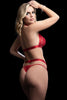 2 Pc Halter Bra and Thong Set - One Size - Red