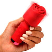 Pleasure Rose-Petite Mini Silicone Rose Wand - Red