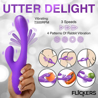 Tri-Flick Flicking Silicone Rabbit Vibrator -  Purple