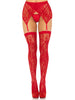 2 Pc Rachel Lace Thigh High and Crossover Garter Belt - One Size - Red
