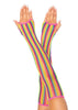 Rainbow Net Fingerless Arm Warmer Gloves - One  Size - Multicolor