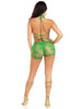 2 Pc Mary Jane Wrap Around Bra Top and Boy Shorts  - One Size - Green