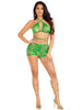 2 Pc Mary Jane Wrap Around Bra Top and Boy Shorts  - One Size - Green