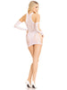2 Pc Lace Racer Back Mini Dress and Gloves - One  Size - White