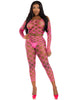 2 Pc Net Crop Top and Footless Tights - One Size - Neon Pink