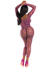 2 Pc Net Crop Top and Footless Tights - One Size - Violet