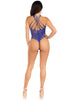 Lace Thong Back Teddy With Strappy Back - One Size - Royal Blue