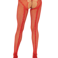 French Cut Crotchless Fishnet - One Size - Red