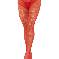 French Cut Crotchless Fishnet - One Size - Red