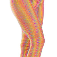Rainbow Crochet Net Tights - One Size - Multicolor