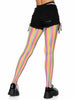 Neon Rainbow Striped Fishnet Tights - One Size -  Multicolor