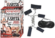 Dominant Submissive 4 Cuffs and Collar - Black