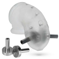 Airlock Electro Air-Lite Vented Chastity With Two  4mm Contacts - Clear Ice
