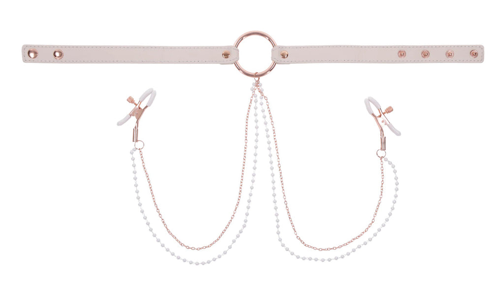 Peaches ‘N Creame Collar With Nipple Clamps - Pink