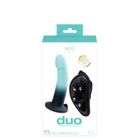 Duo Semi-Realistic Dildo With Harness -  Turquoise/black