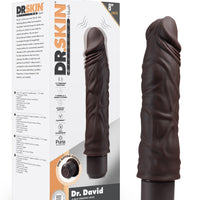 Dr. Skin Silicone - Dr. David - 8 Inch Vibrating  Dildo - Brown