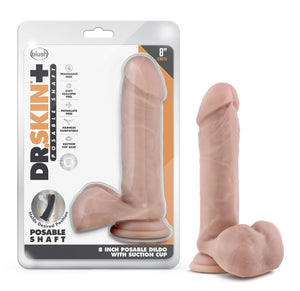 Dr. Skin Plus - 8 Inch Posable Dildo With Balls -  Vanilla