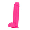 Neo Elite - 10 Inch Silicone Dual Density Cock  With Balls - Neon Pink