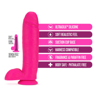 Neo Elite - 10 Inch Silicone Dual Density Cock  With Balls - Neon Pink