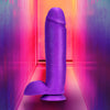 Neo Elite - 10 Inch Silicone Dual Density Cock  With Balls - Neon Purple