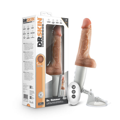 Dr. Skin Silicone - Dr. Hammer - 7 Inch Thrusting  Dildo With Handle - Beige