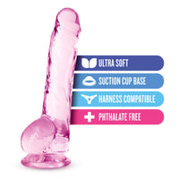 Naturally Yours - 8 Inch Crystalline Dildo - Rose