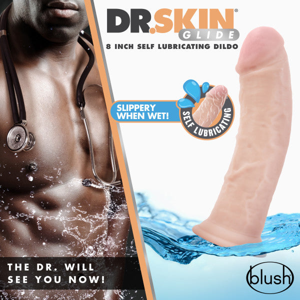 Dr. Skin Glide - 8 Inch Self Lubricating Dildo - Vanilla