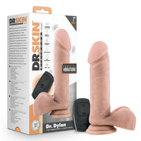 Dr. Skin Silicone - Dr. Dylan - 7 Inch Vibrating  Dildo With Remote Control- Vanilla