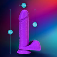 Neo Elite - 8 Inch Silicone Dual Density Cock  With Balls - Neon Purple