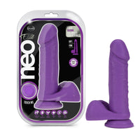 Neo Elite - 8 Inch Silicone Dual Density Cock  With Balls - Neon Purple