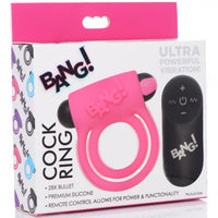 Bang - Silicone Cock Ring and Bullet With Remote Control - Pink