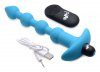 Bang - Vibrating Silicone Anal Beads and Remote  Control - Blue