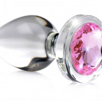 Pink Gem Glass Anal Plug - Small