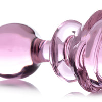 Pink Rose Glass Anal Plug - Large