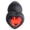28x Silicone Vibrating Red Heart Anal Plug With  Remote - Small