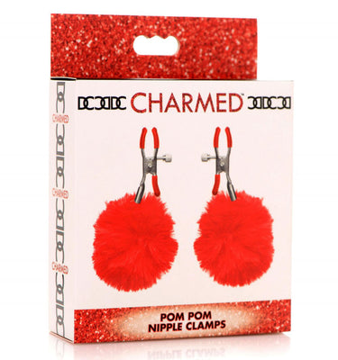 Pom Pom Nipple Clamps - Red