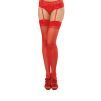 Sheer Thigh High - One Size - Red