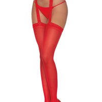 Pantyhose With Garters - One Size - Red