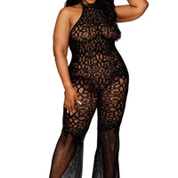 Flair Leg Bodystocking - Queen Size - Black