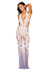 Bodystocking Gown - One Size - White/hydrangea