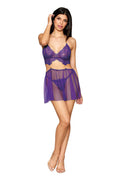 Babydoll and G-String - One Size - Violet