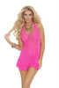 Lace Halter Mini Dress - Queen Size - Neon Pink