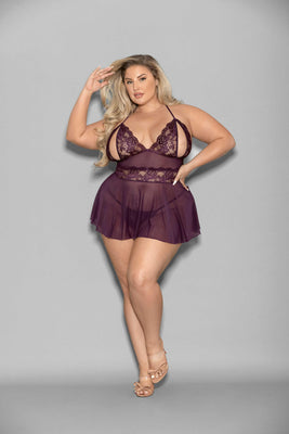 Shorty Babydoll - Queen Size - Plum